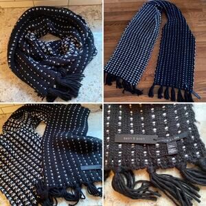 NEW Indigo Love & Lore Cabin Marl Stripe Scarf Black Cream Gry NWT